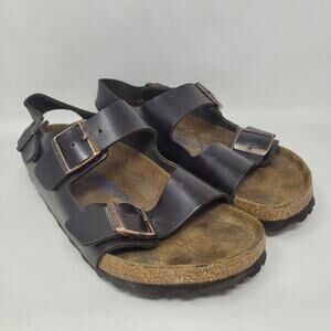 Birkenstock Milano Sandals Womens EU42 US11.5 Brown Leather Soft Footbed Buckles